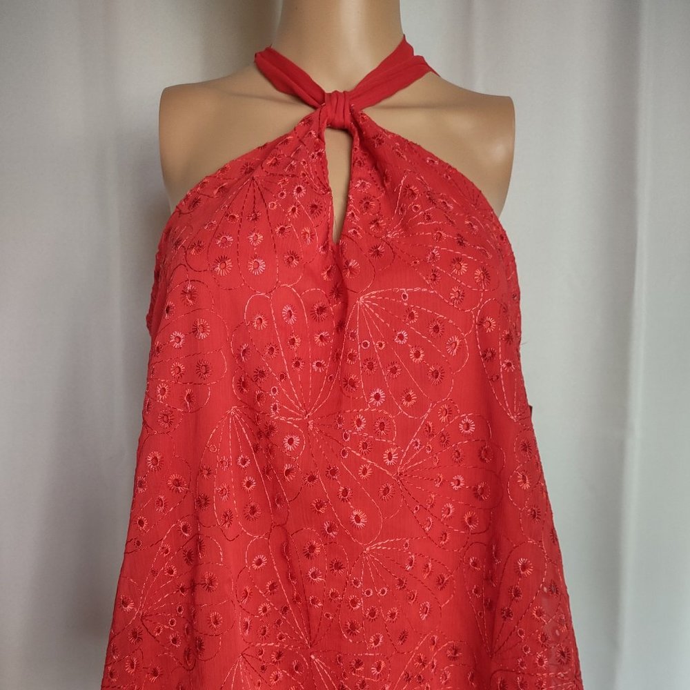 Sofia vergara red abbey eyelet halter top size XS (0-2)